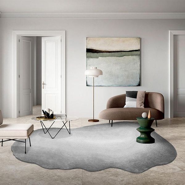 

carpets simple irregular shaped oval high-grade grey rug living room zealand wool bedroom bedside carpet home modern coffee table