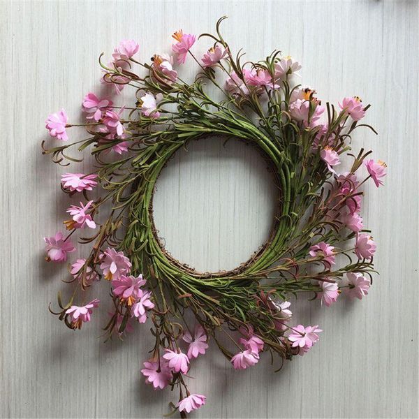 

artificial pink flowers wreath spring wreath outdoor for front door dropshipping