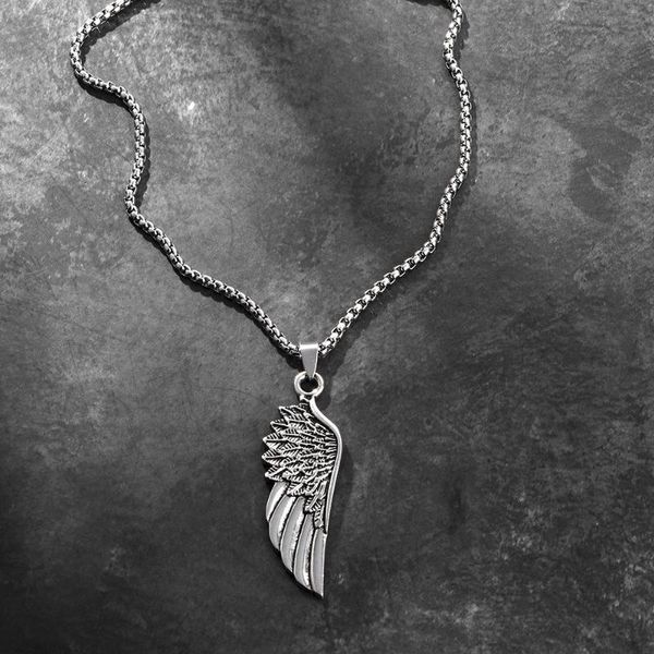 Anhänger Halsketten Mode Engel Anhänger Männer Frauen Silber Farbe Halskette Legierung Stahl Gothic Vintage Flügel Herren Schmuck Ästhetik