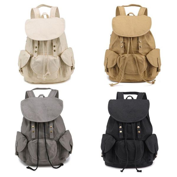 

backpack women men canvas travel satchel shoulder bag school rucksack drawstring