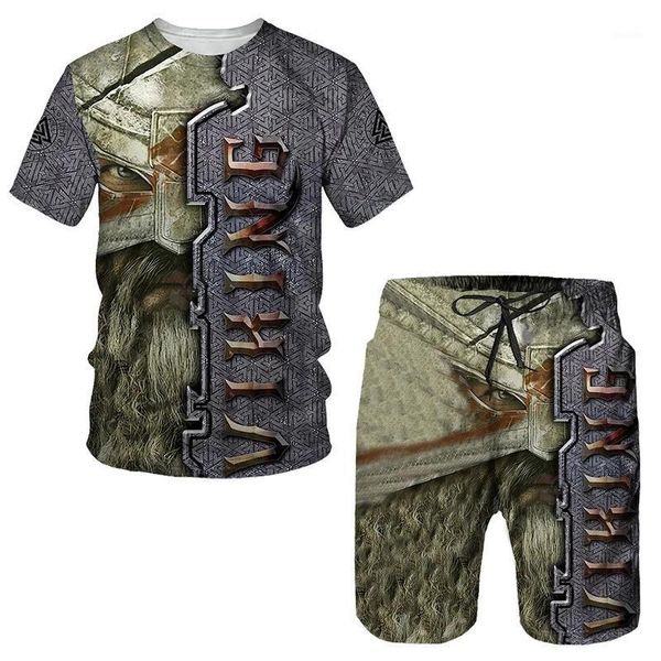 Herren-Trainingsanzüge The Hero Viking Sommer 3D-gedrucktes T-Shirt-Shorts-Set Sportbekleidungs-Trainingsanzug O-Ausschnitt Kurzarm-Kleidungsanzug