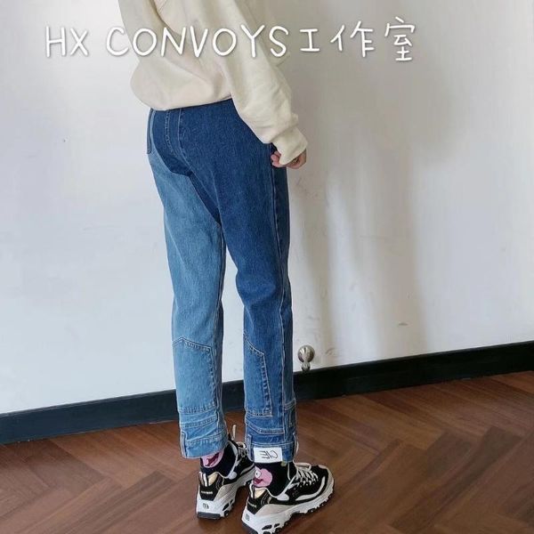 

quality a pair of new style individual stitching color contrast women's jeans in autumn and winter 2021, Black;white