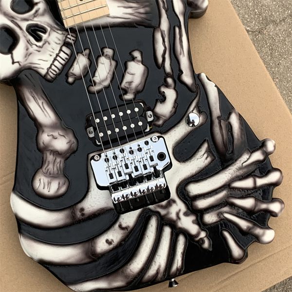 

custom skull bones carved body electric guitar