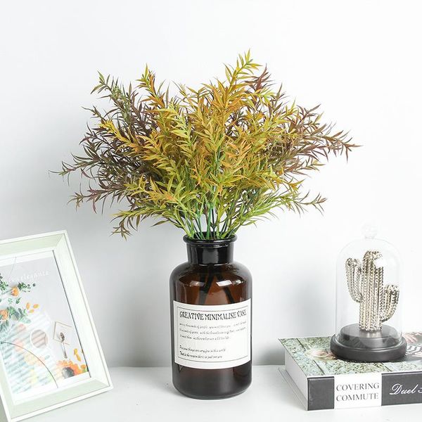 

5 head green water grass persian fern plastic artificial plants for home decoration wall decors wedding decorative fake plants