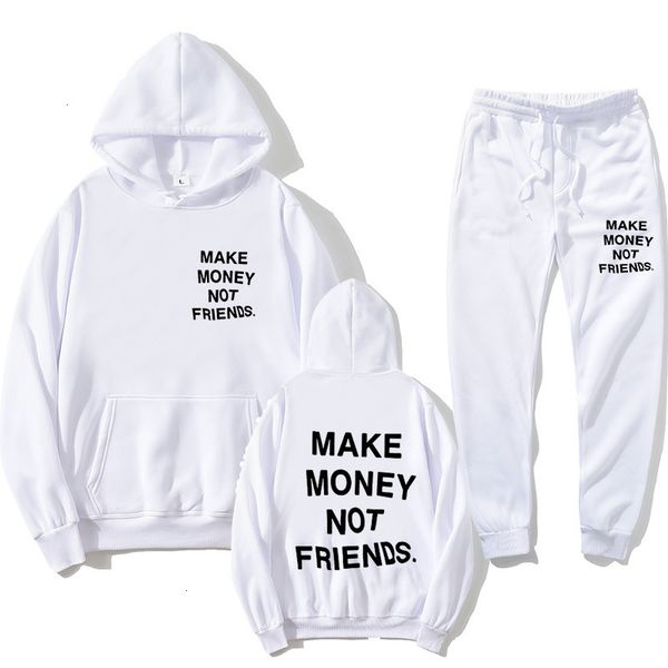 

2021 new hoodie set make money not friends + jogging pants men and women fashion letter printing couples hoody sweatshirt ezg6, Black