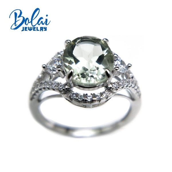 

cluster rings bolaijewelry,nutural green amethyst gemstone special divise aulic ring 925 sterling silver jewelry for women or girl party gif, Golden;silver