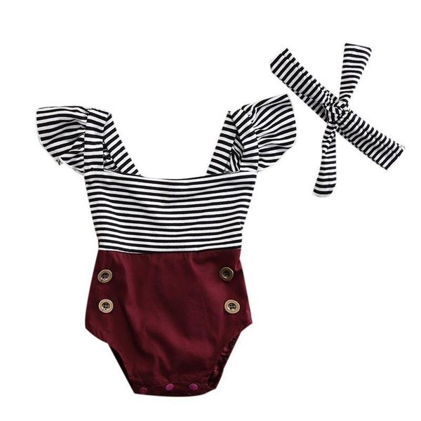 

rompers 2021 born toddler kids baby infant girl stripped cotton romper jumpsuit clothes outfit set, Blue