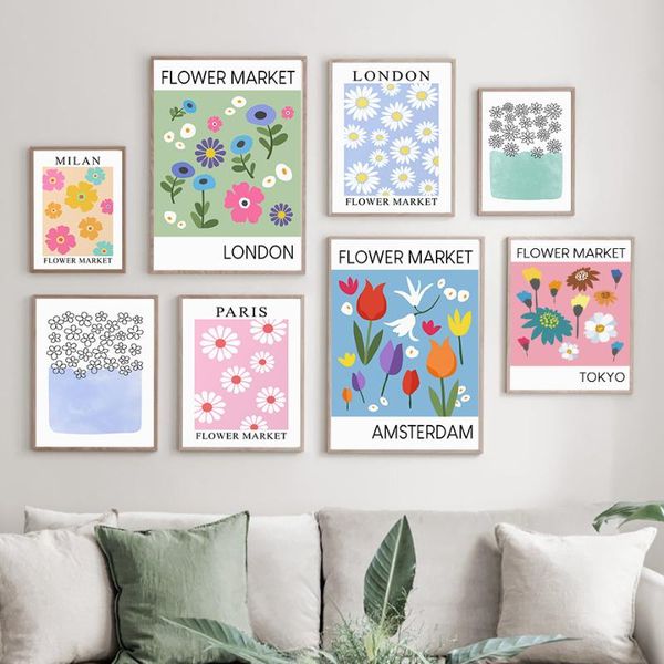 

paintings bohemian minimalism colorful flowers wall art canvas painting nordic posters and prints pictures for living room home decor