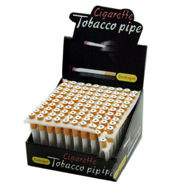 Forma de cigarro fumar acessórios canos cerâmicos filtro amarelo color100pcs / box 78mm 55mm um hitter bat fumo de metal zwl67