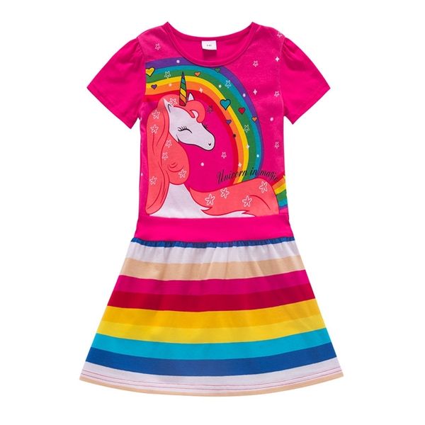 

jumping meters arrival baby girls dresses with unicorn print fashion children's clothes cute rainbow frocks dress 210529, Red;yellow