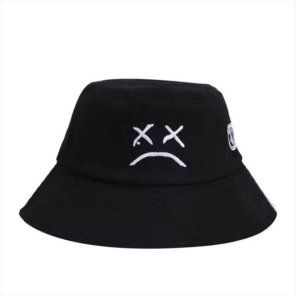

summer men women bucket hat crying face embroidery boonie solid color travel beach sun hats visor fishman caps, Blue;gray