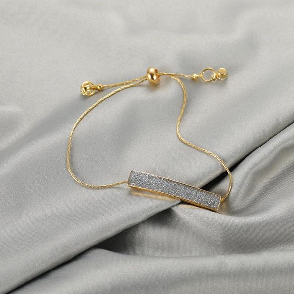 

charm bracelets fashion kpop gold color geometry pendant cube chain bracelet women adjustable stainless steel friendship jewelry, Golden;silver