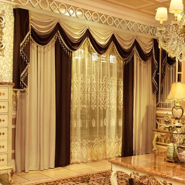 

curtain & drapes european-style curtains living room atmosphere american-style shade thickened velvet simple finished custom