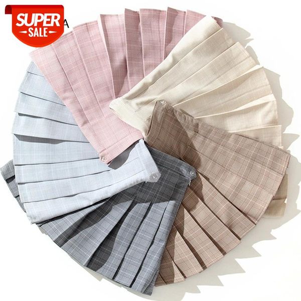 

2020 Fashion Pleated Skirts Women High Waist Plaid Skirt Summer A-Line Ladies Short Skirts Sweet Cute Girls Pleated Mini Skirt #zF2E, Black