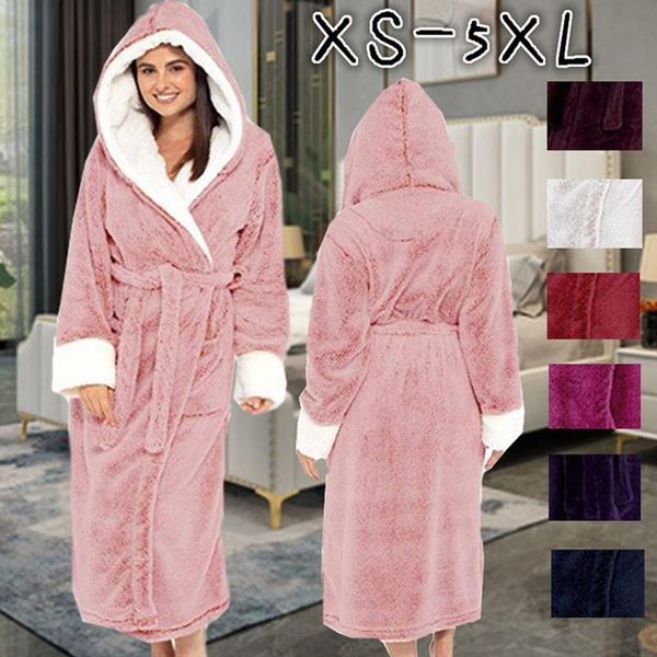 

women's loose nightgown warm and comfortable plush bathrobe indoor nightgown(8 colors) autumn and winter sleeve length(cm, Black;red