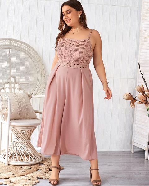

women's jumpsuits & rompers qh curvy pastel sling lace jumpsuit, Black;white