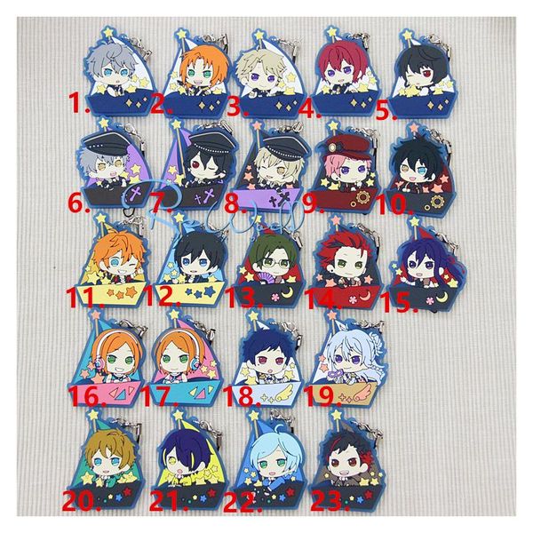 

keychains 1pcs anime keychain ensemble stars idol full design hokuto/isara mao star producter trickstar rubber pendant keyrings, Silver