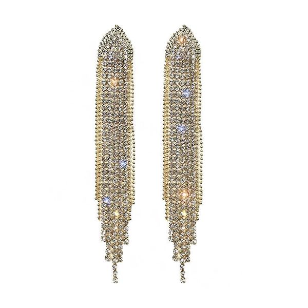 

dangle & chandelier chic diamond long earrings - cubic zirconia crystal statement for women, Silver