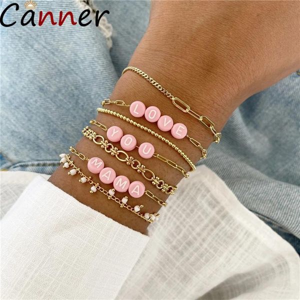 

charm bracelets canner bohemian love you letter for women boho ins fashion jewelry summer clay bead ladies bracelet charming, Golden;silver