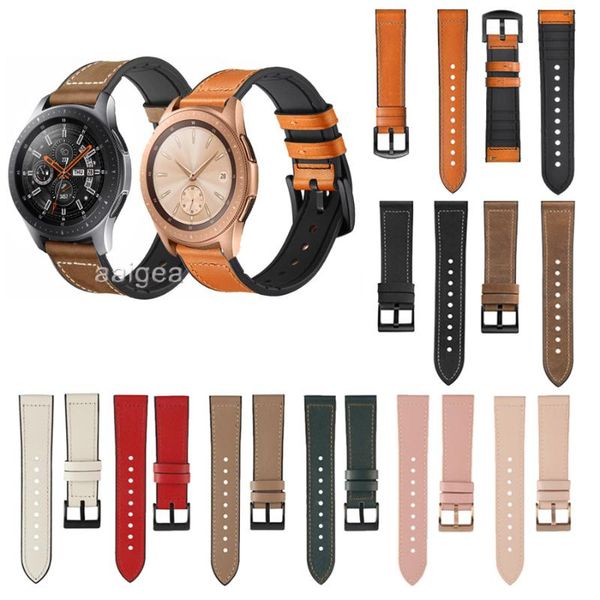

watch bands 22mm leather silicone band strap for samsung galaxy 42mm 46mm replacement correa wrist bracelet straps 20mm, Black;brown
