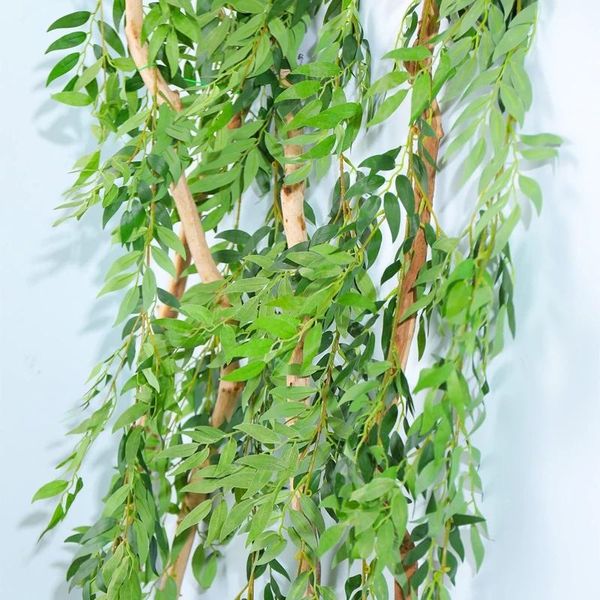 

170cm hanging willow leaves artificial plants vine rattan garden home decor silk green leaf wedding props christmas decoration