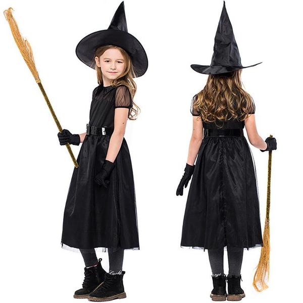 

girl's dresses kids baby cosplay clothing set holiday dress black witch masque prop party supplies performance suits outfits, Red;yellow