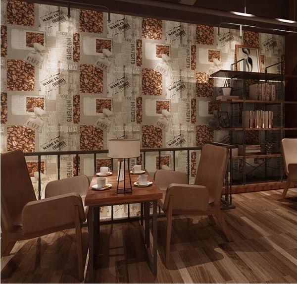 

wallpapers european leisure bar wallpaper vintage restaurant pvc waterproof background milk tea shop coffee cafe