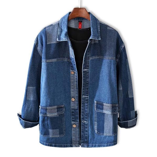 

mcikkny men fashion plaid denim jackets hip hop streetwear outwear coats for male clothing, Black;brown