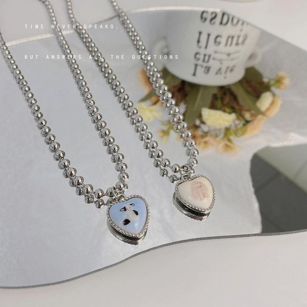 

chains necklaces woman cute cartoon necklace women blue cow pink holland lop pendant titanium chain lovers trendy korean collares, Silver