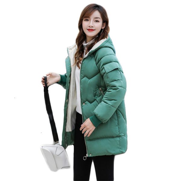 

2021 new winter woman's jacket let green down cotton coat fall korean fashion with thick anti-cold hood female parkas 2xl qbhi, Black