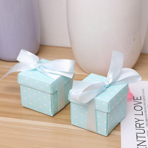 

50pcs gift boxes wedding candy boxes creative guest favors gift box party supplies with ribbons (blue