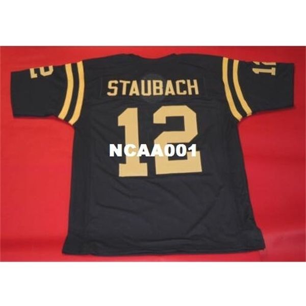 

custom 001 navy midshipmen #12 roger staubach blue jersey heisman college jersey size s-4xl or custom any name or number jersey, Black