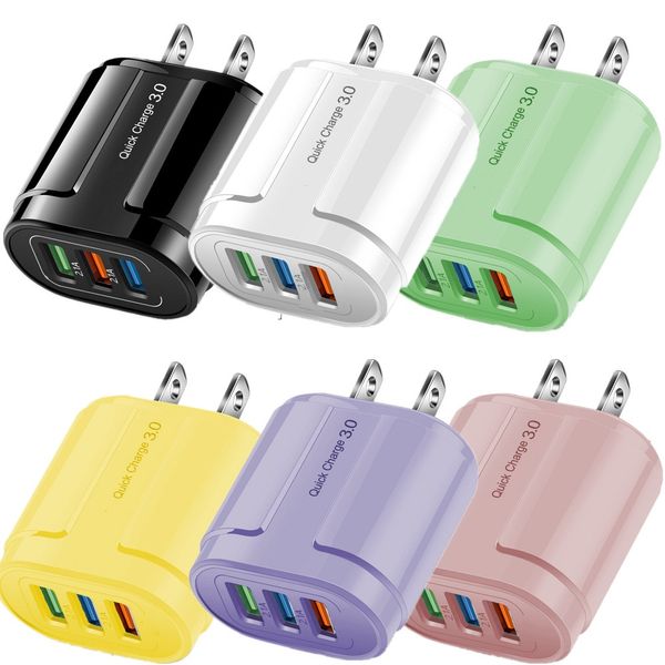 Красочные 3 порта USB 3.1A, высокоскоростной адаптер переменного тока ЕС, США, настенное зарядное устройство для путешествий, адаптер питания для IPhone 12, 13, 14, 15, Samsung, Huawei, Android, телефон, ПК, mp3