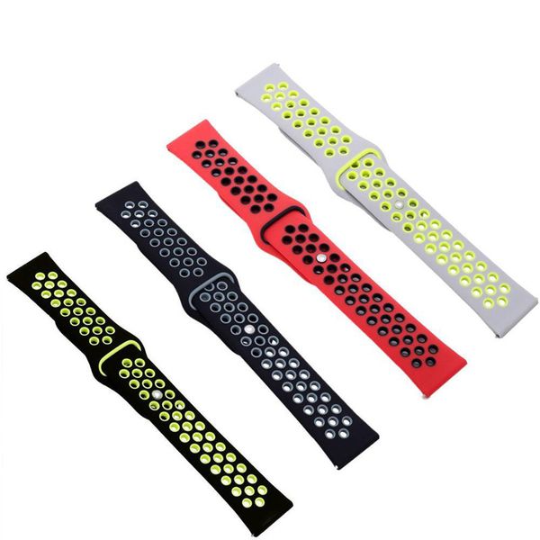 Çift Renk Silikon Watchband Akıllı Sapanlar 22mm Samsung Galaxy İzle 46mm 42mm Spor Kayışı Sam Dişli S3 Sınır / Klasik Aktif 2 Huawei İzle 2