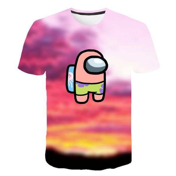 

new among us cool 3d t shirt summer fashionable short sleeve o-neck tee children game harajuku t-shirts kid boys clothing, Blue