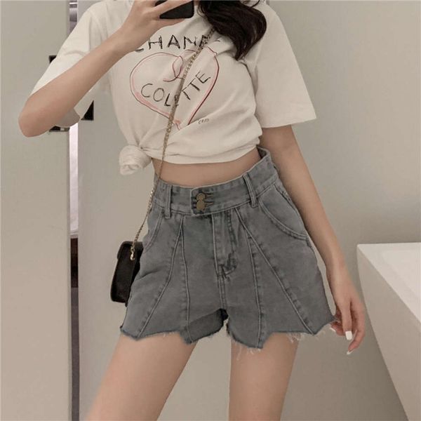 

2021 new korean large fat mm denim shorts for female summer students, White;black