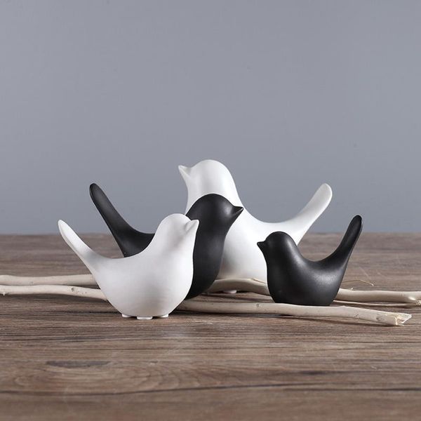 Oggetti decorativi Figurine Stile nordico Nero Bianco Uccello Scultura Decorazioni per la tavola in ceramica Accessori per la decorazione della casa Forniture per matrimoni per feste