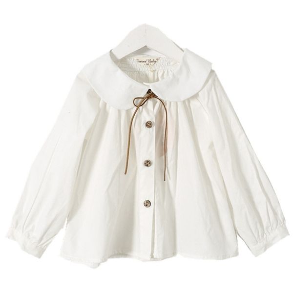 

autumn spring girls long sleeve white cotton blouses cute turn-down collar shirt school shirts kids girl cloth 2-7t 210306, White;black