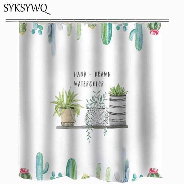

shower curtains planting cactus curtain 3d rideau de douche green succulent plants douchegordijn bathroom potted