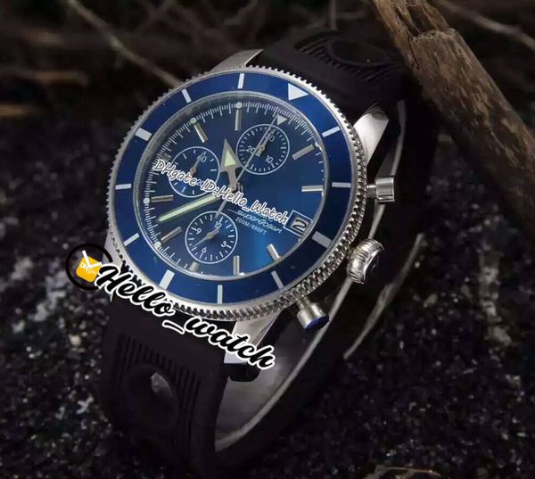 

new heritage chronograph 44 blue dial a1332016 japan vk quartz mens watch satch steel case rubber strap sport gents watches hello_watch, Slivery;brown