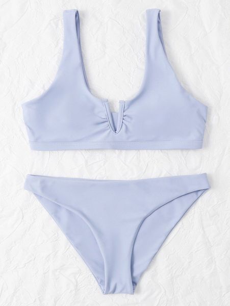 

solid v wired bikini swimsuit y4mf#, White;black