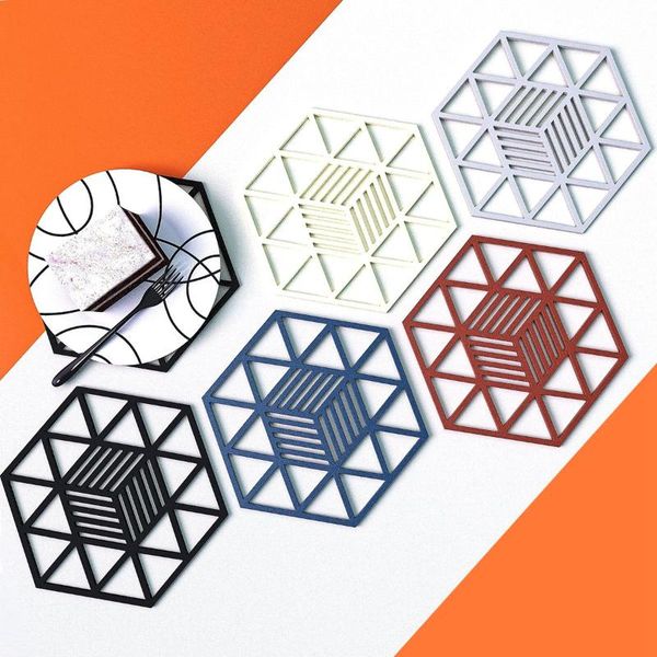 

mats & pads home creative hexagon non-slip silicone heat resistance hollow cup pad trivet placemat