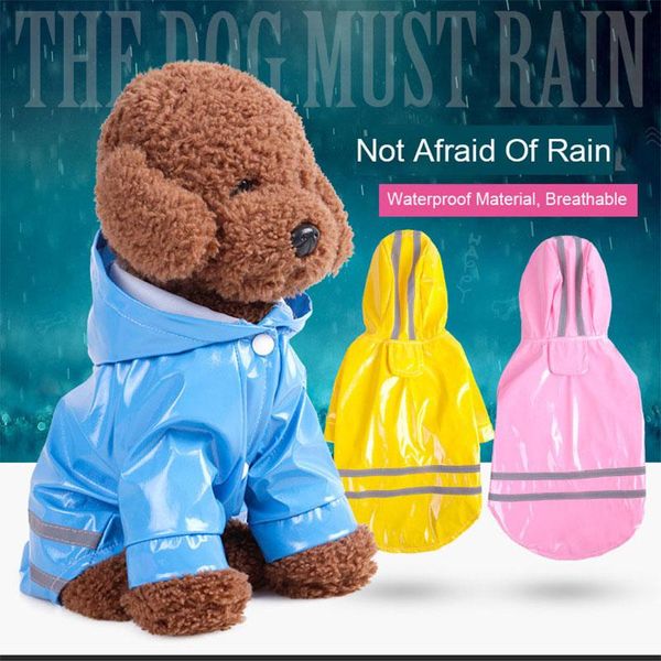 

dog apparel pet raincoat outdoor solid hooded clothes for small medium puppy waterproof jacket