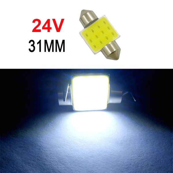 50 Stück weiße Soffitten-LED-COB-Birnen 31 mm Autolampe für Auto-Dome-Kartenlesung, Kennzeichenbeleuchtung, 24 V