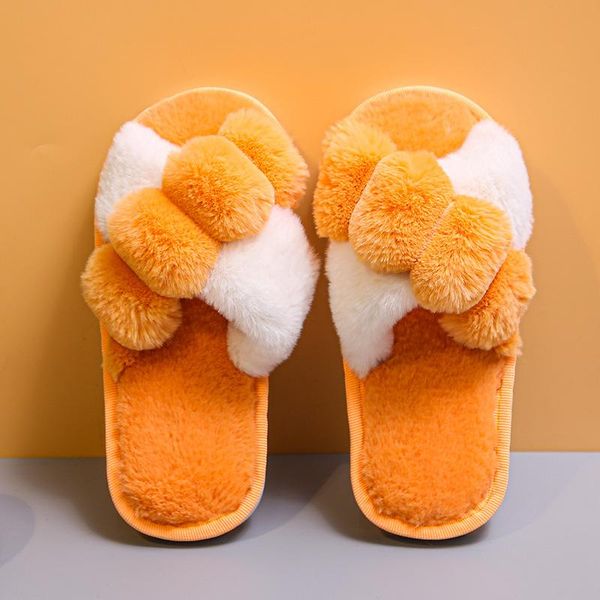 

slipper 2021 winter children slippers for home girls princess anti-slippery peep-toe kids indoor shoes plush warm boys soft, Black;grey