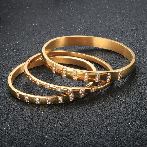 

luxury women cnc zircon bracelets 6mmwidth crystal bangle for men minimalist jewelry gift, Black