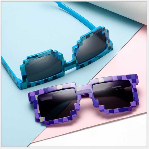 

sunglasses pixel mosaic plaid fashion men women cpu bit low resolution pixelated uv400 party fancy dress props, White;black