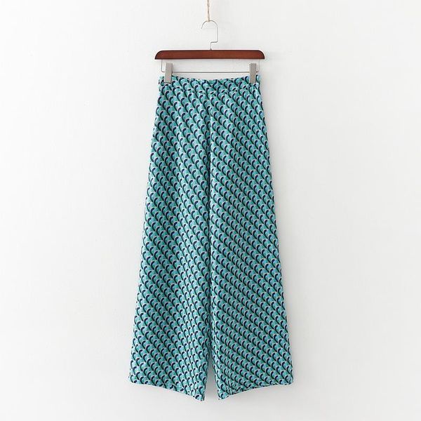 

women's pants & capris women loose pant summer 2021 fashion prints pattern full length modern lady wide leg, Black;white