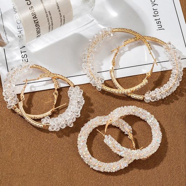 

hoop & huggie 2021 retro alloy metal round irregular earrings for women fashion black and white color bohemian jewelry earring party gift, Golden;silver