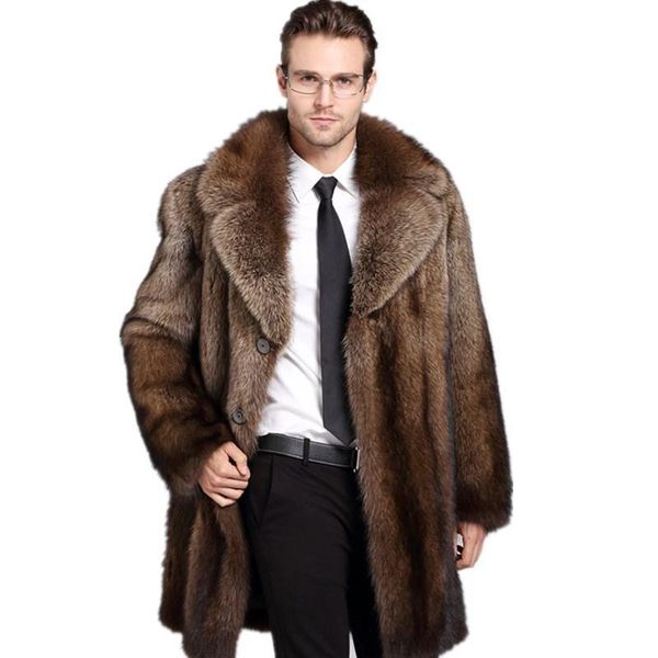 

zaoshu fishing mink coat men's haining whole mink imitation fur, Black